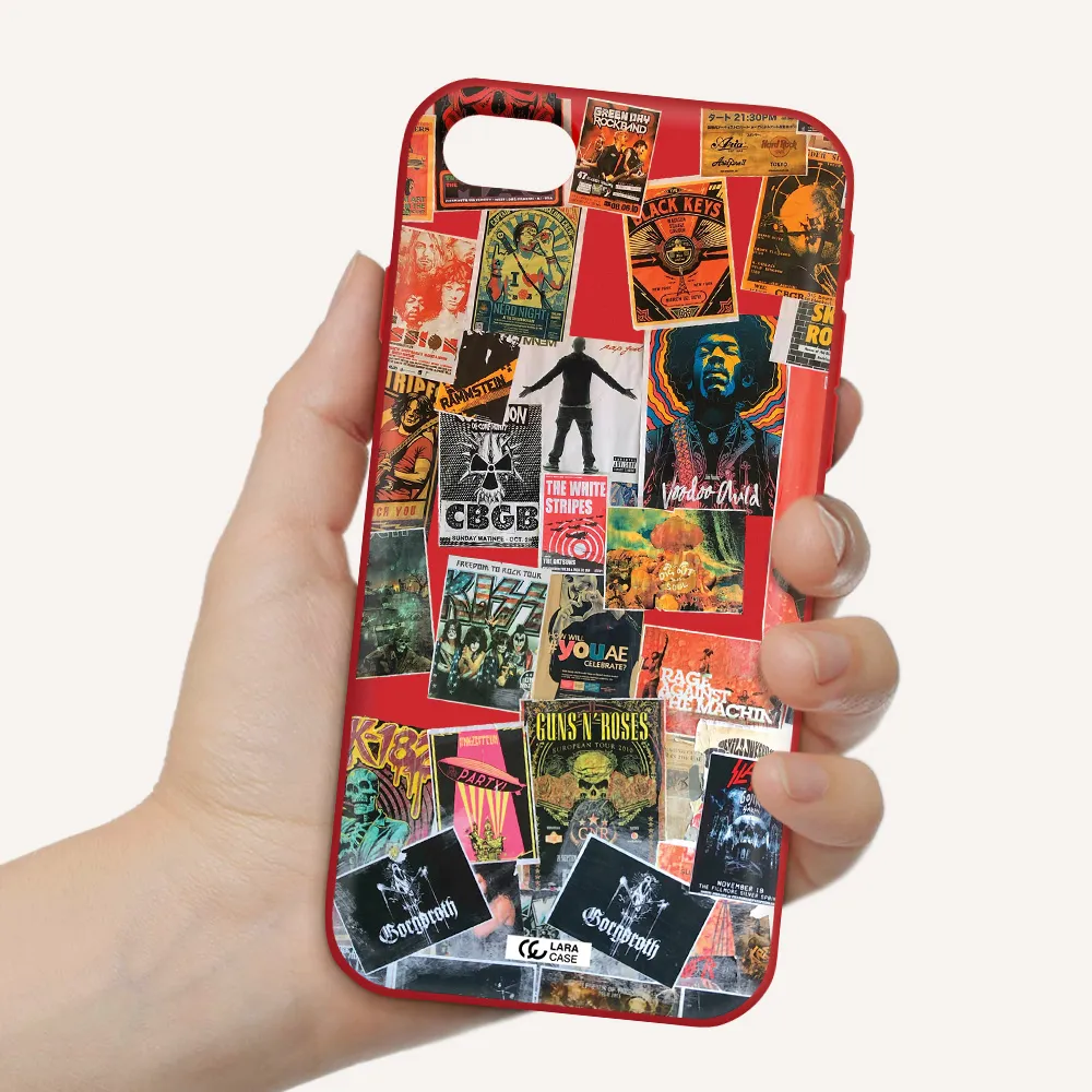 a collection of posters on a wall Apple iPhone se 2020 Silicone Imperial Red Case