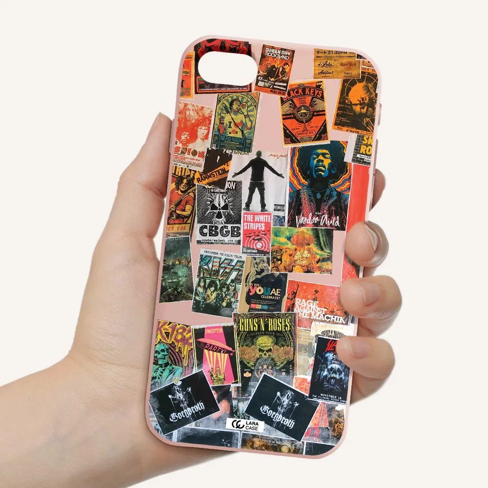 a collection of posters on a wall Apple iPhone se 2020 Silicone pastel pink Case