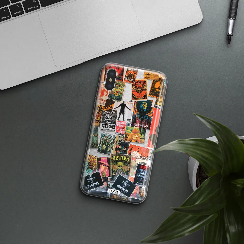 a collection of posters on a wall Apple iPhone X Clear TPU Case