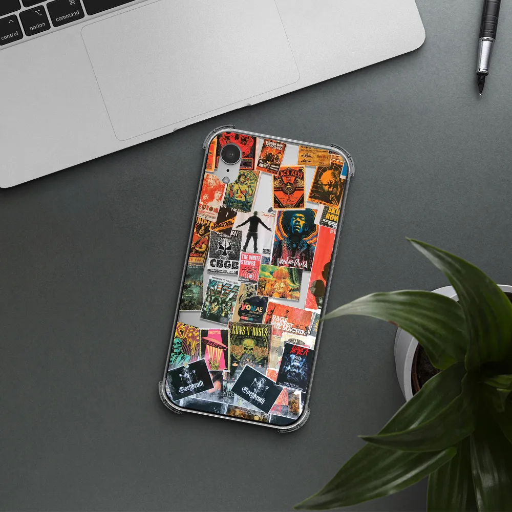 a collection of posters on a wall Apple iPhone XR Clear PC Case