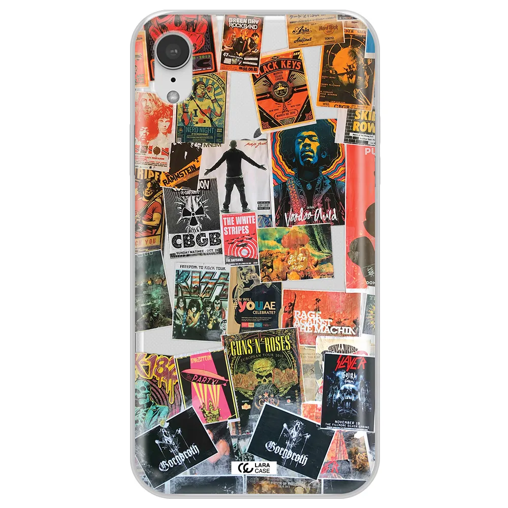 a collection of posters on a wall Apple iPhone XR Clear TPU Case