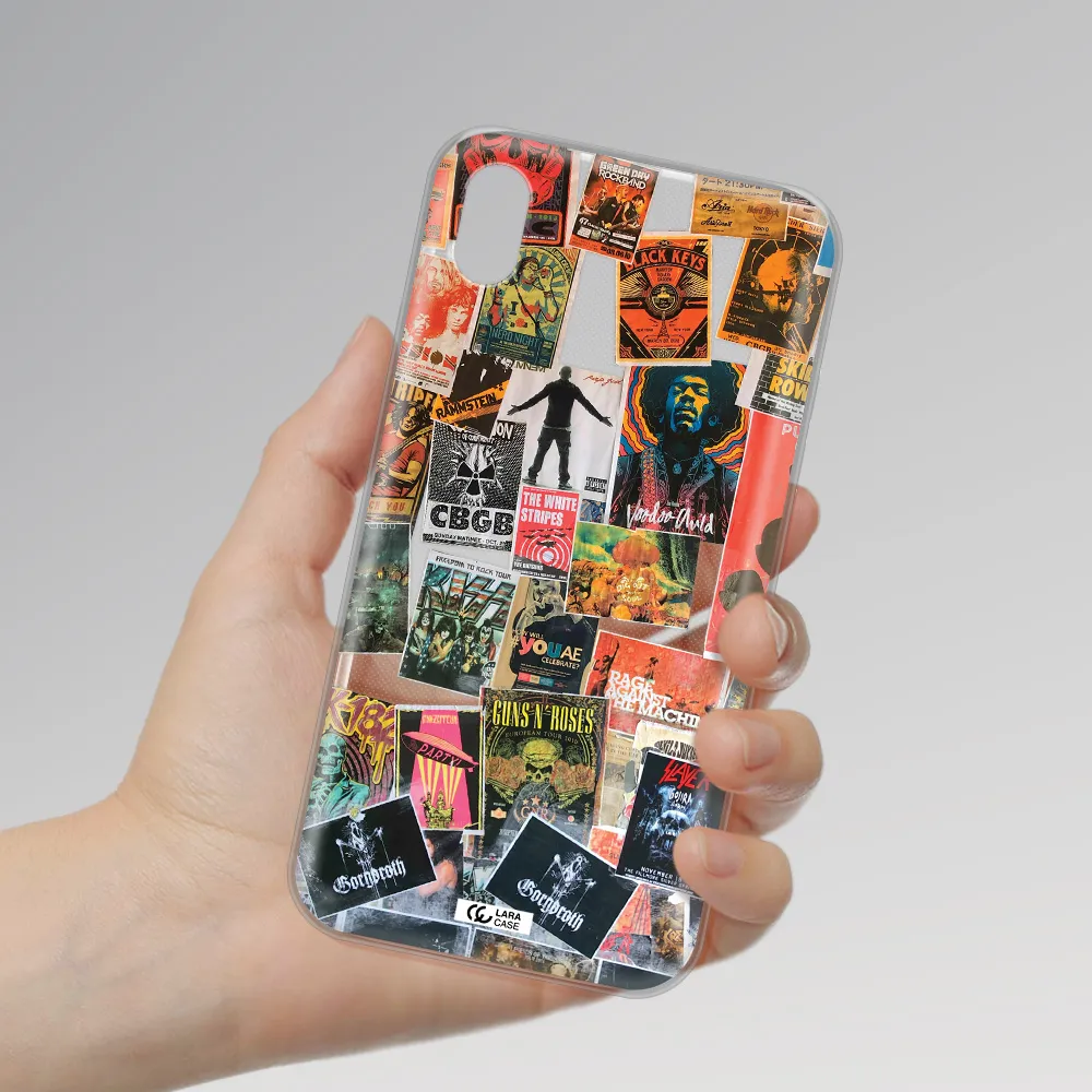 a collection of posters on a wall Apple iPhone XR Clear TPU Case