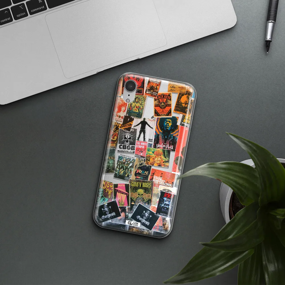 a collection of posters on a wall Apple iPhone XR Clear TPU Case