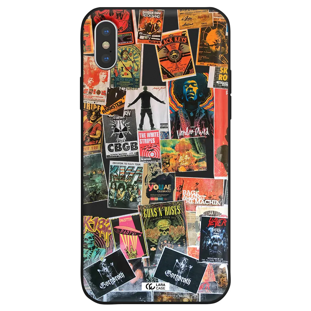 a collection of posters on a wall Apple iPhone XS Silicone black Case