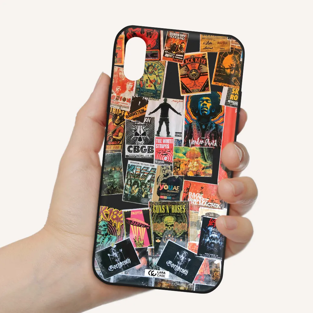 a collection of posters on a wall Apple iPhone XS Silicone black Case