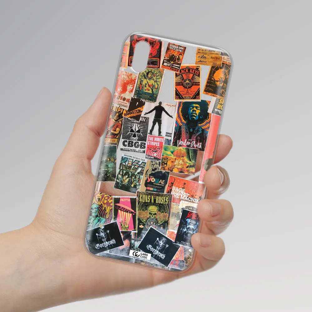 a collection of posters on a wall Huawei Honor 8S Clear TPU Case