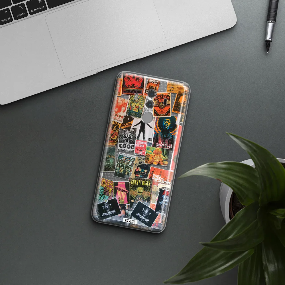 a collection of posters on a wall Huawei Mate 10 Pro Clear TPU Case