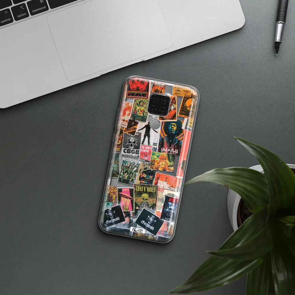 a collection of posters on a wall Huawei Mate 30 Lite Clear TPU Case