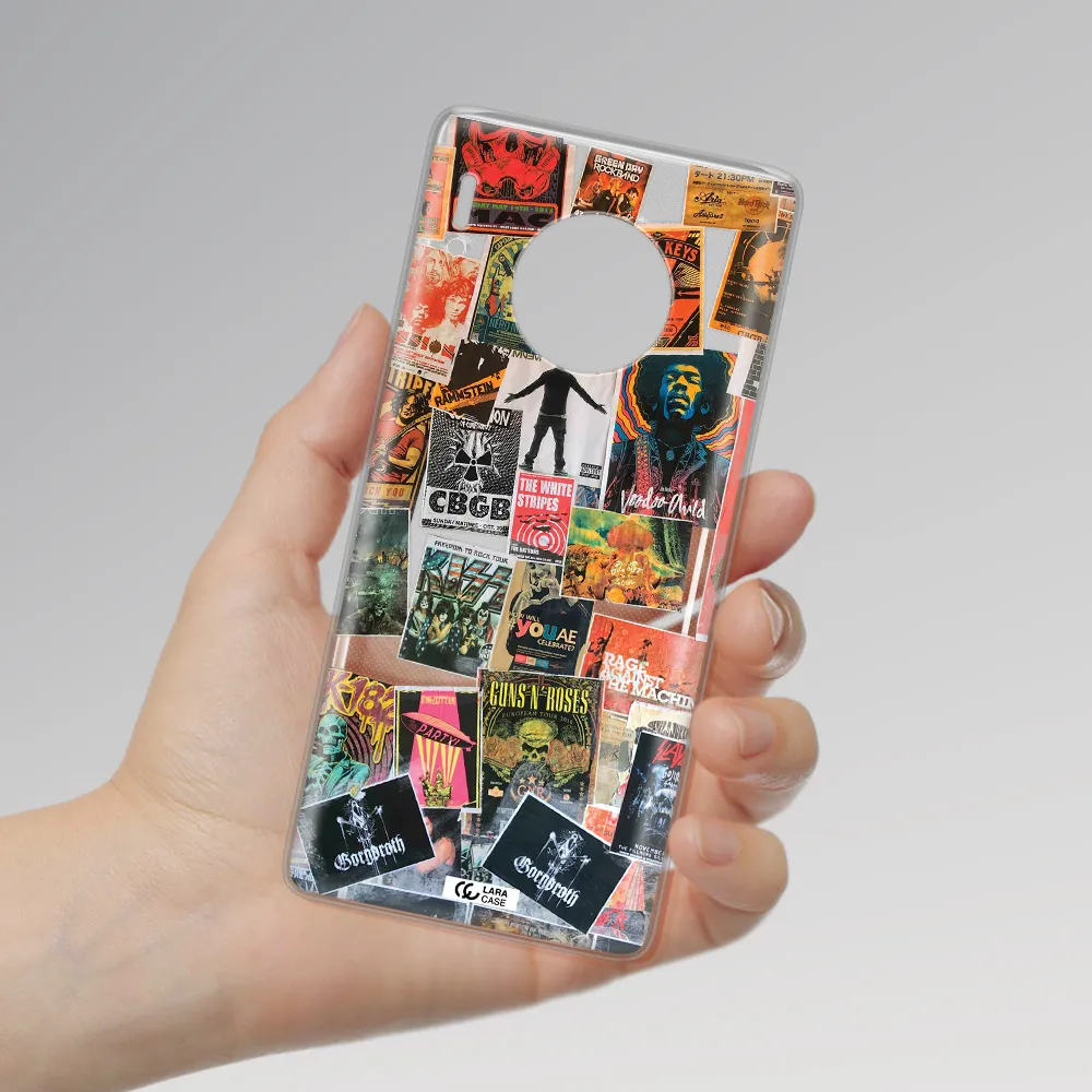 a collection of posters on a wall Huawei Mate 30 Pro Clear TPU Case