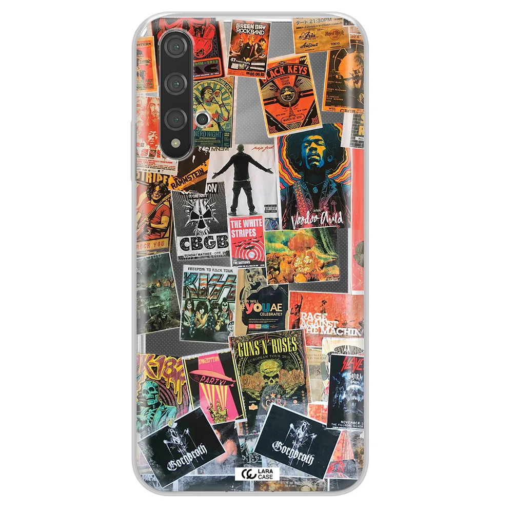 a collection of posters on a wall Huawei Nova 5t Clear TPU Case