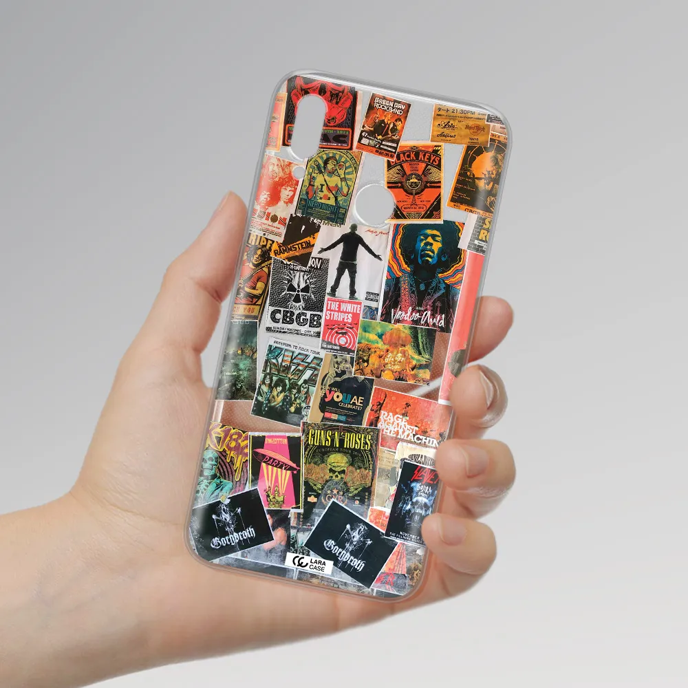 a collection of posters on a wall Huawei P Smart 2019 Clear TPU Case
