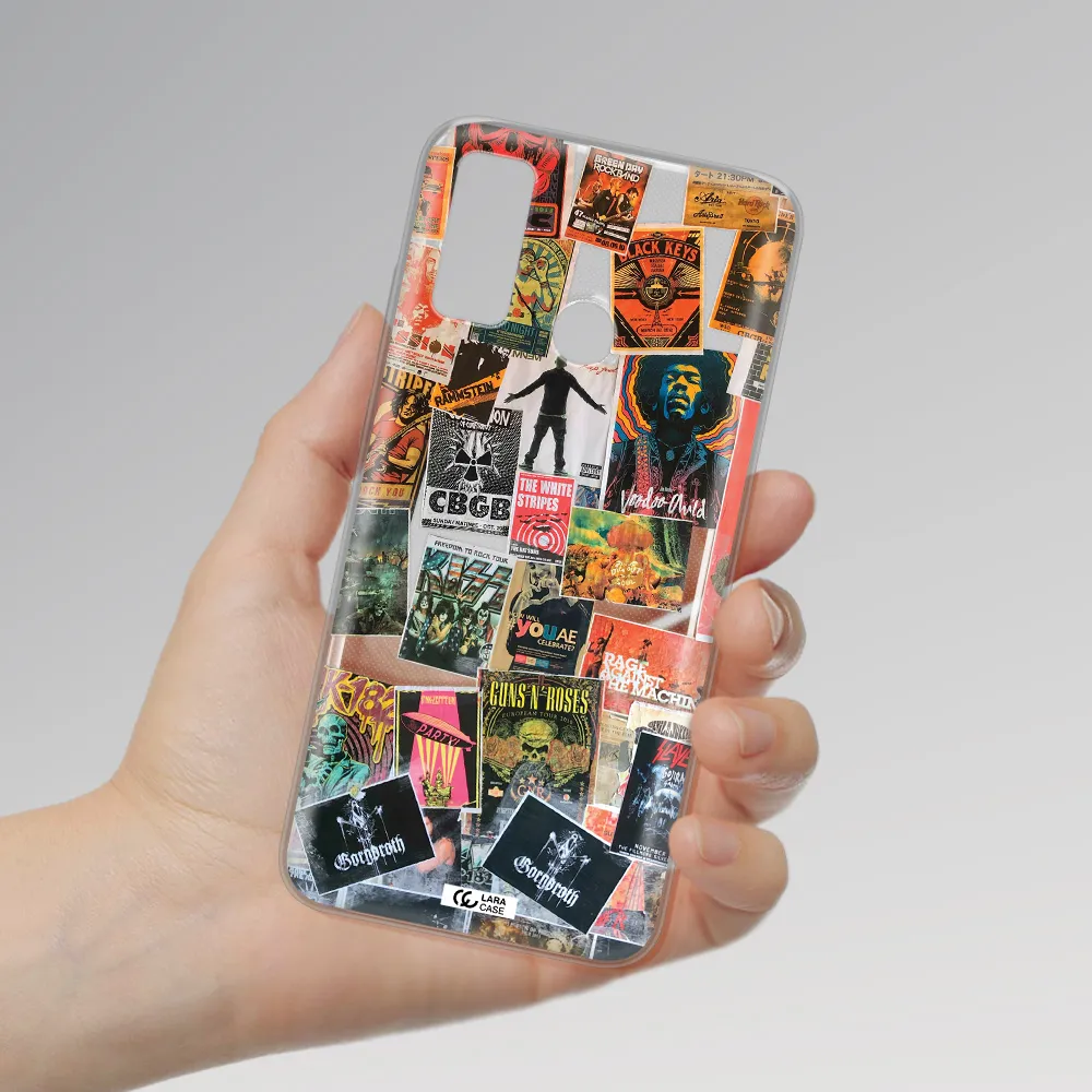 a collection of posters on a wall Huawei P Smart 2020 Clear TPU Case