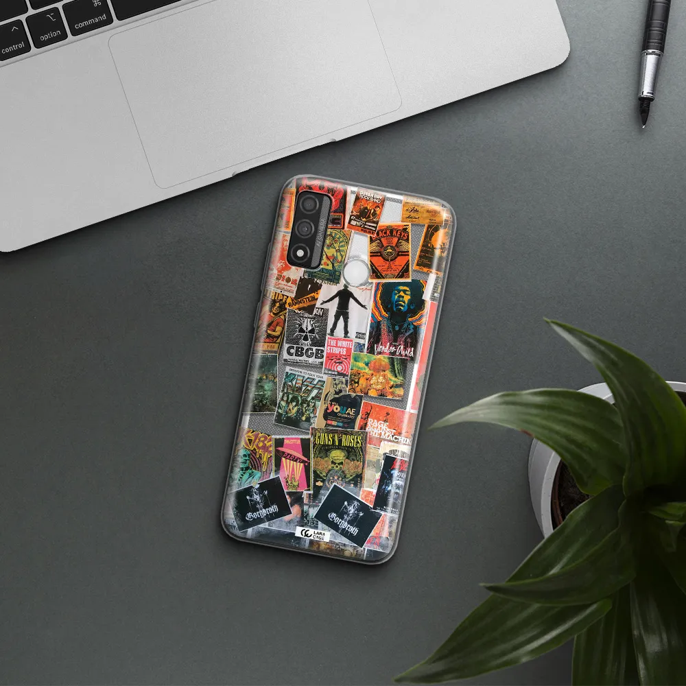 a collection of posters on a wall Huawei P Smart 2020 Clear TPU Case