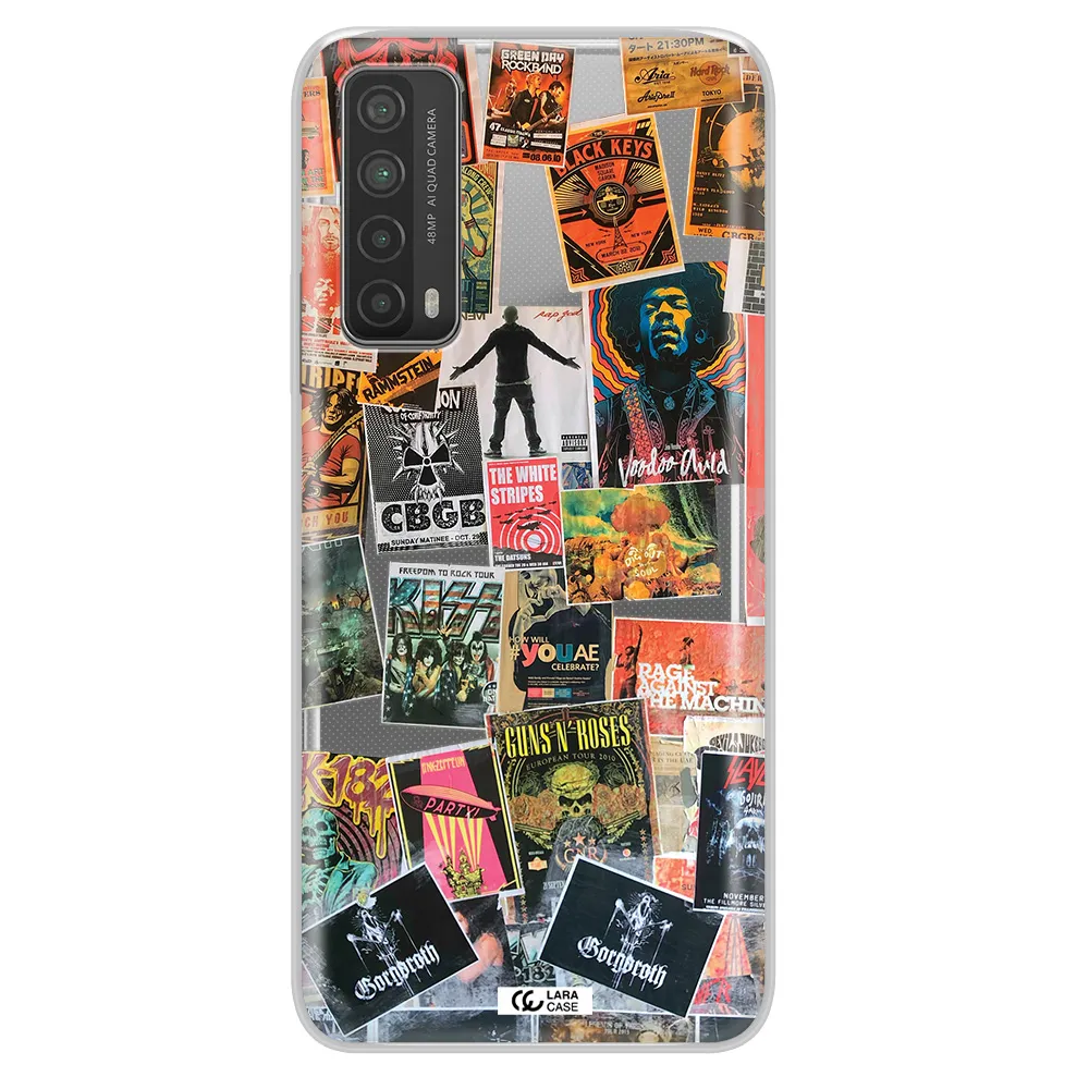a collection of posters on a wall Huawei P Smart 2021 Clear TPU Case