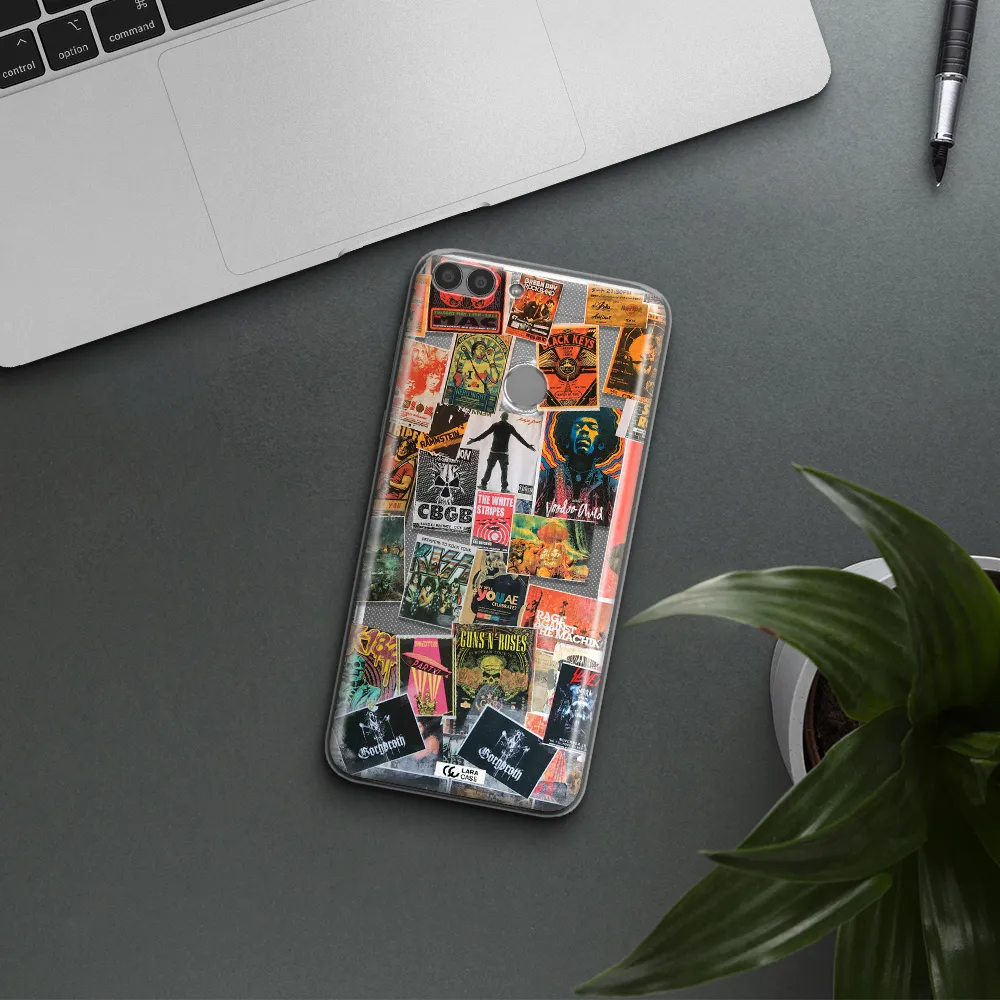 a collection of posters on a wall Huawei P Smart Clear TPU Case