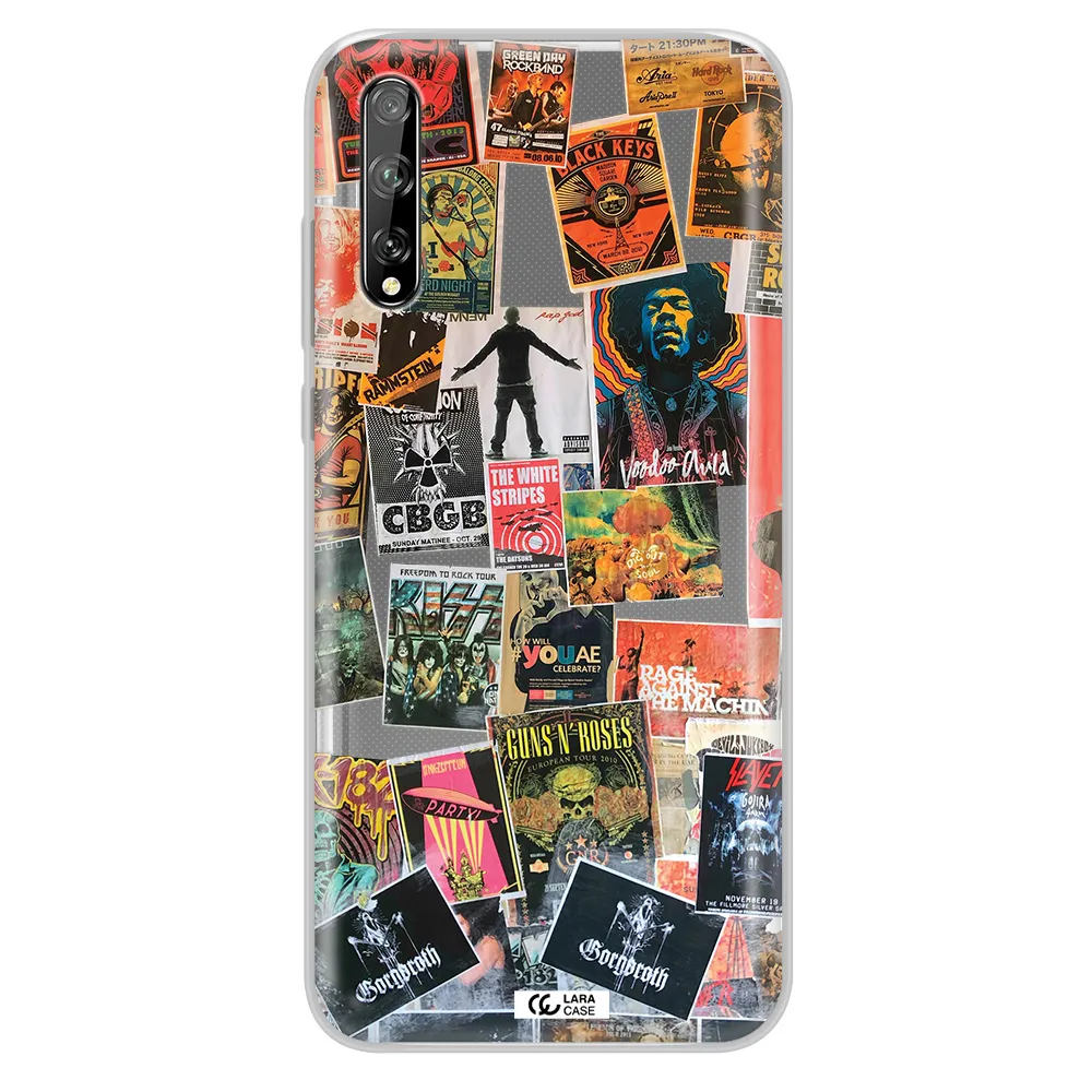 a collection of posters on a wall Huawei P Smart S Clear TPU Case