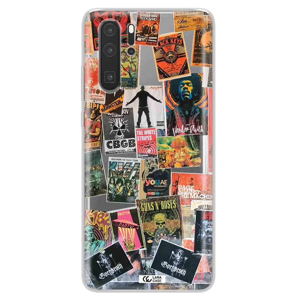 a collection of posters on a wall Huawei P30 Pro Clear TPU Case