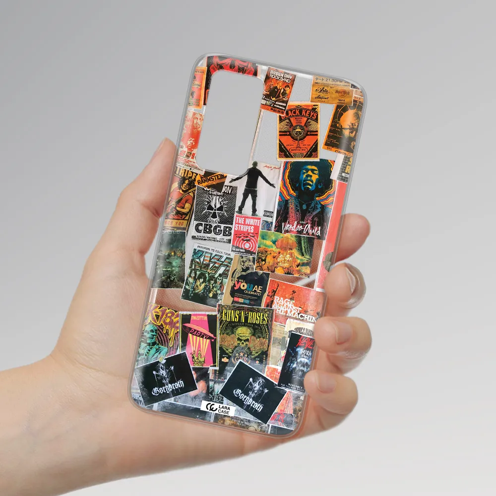 a collection of posters on a wall Huawei P40 Clear TPU Case