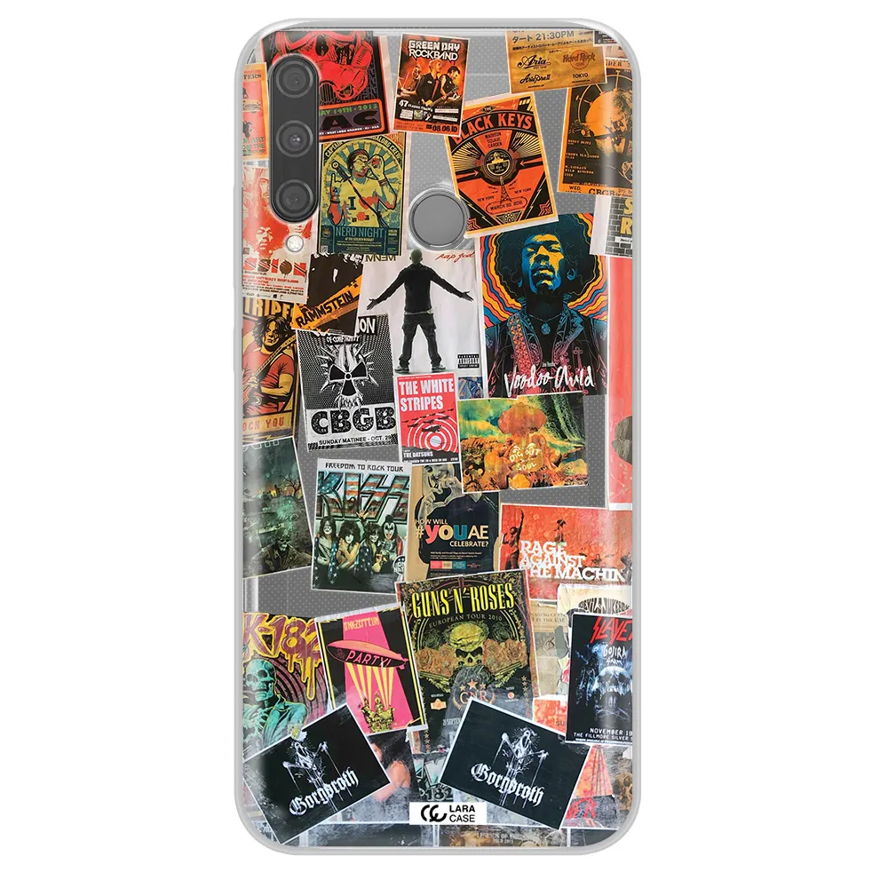 a collection of posters on a wall Huawei P40 Lite E Clear TPU Case
