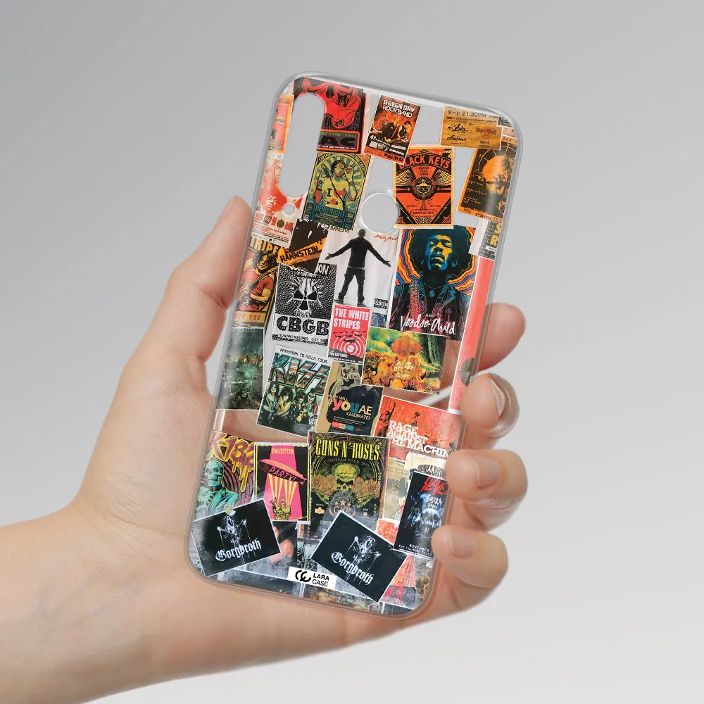 a collection of posters on a wall Huawei P40 Lite E Clear TPU Case