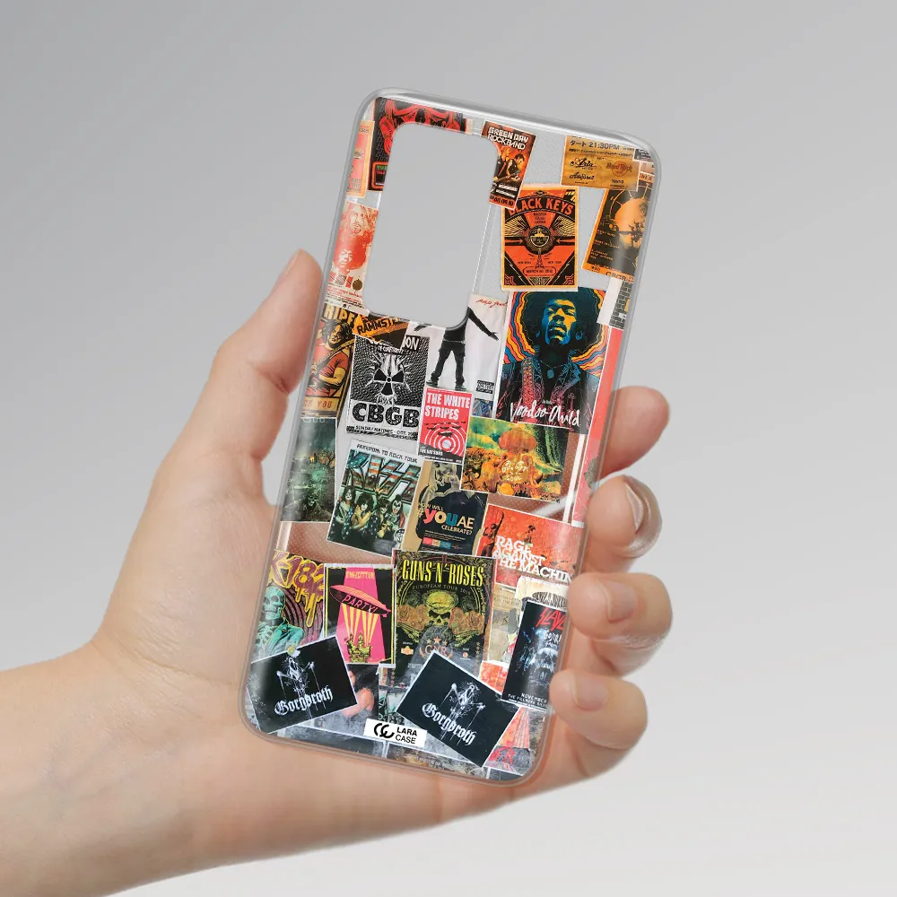 a collection of posters on a wall Huawei P40 Pro Clear TPU Case