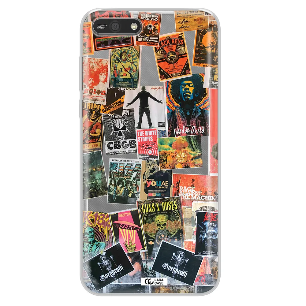 a collection of posters on a wall Huawei Y6 2018 Clear TPU Case