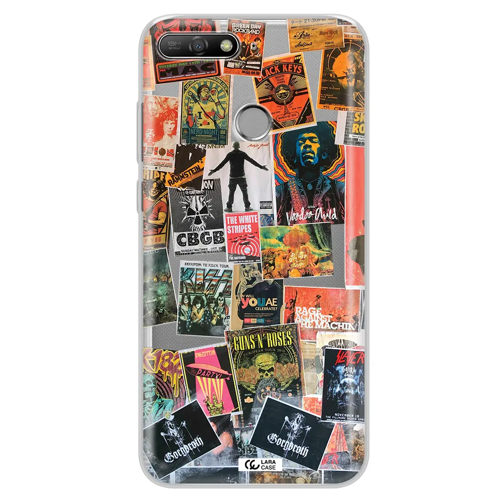 a collection of posters on a wall Huawei Y6 Prime 2018 Clear TPU Case