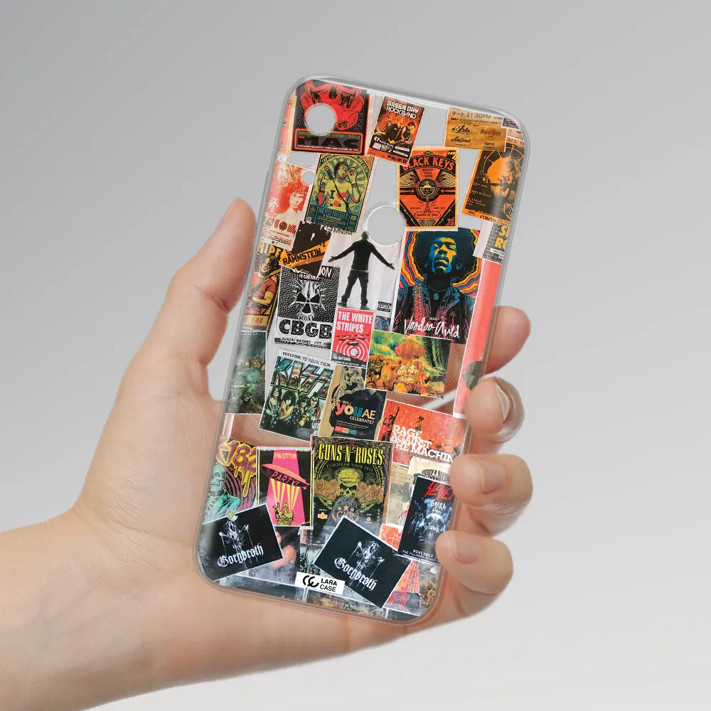 a collection of posters on a wall Huawei Y6S Clear TPU Case