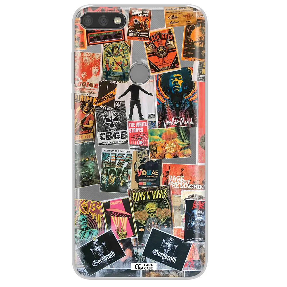 a collection of posters on a wall Huawei Y7 Prime 2018 Clear TPU Case