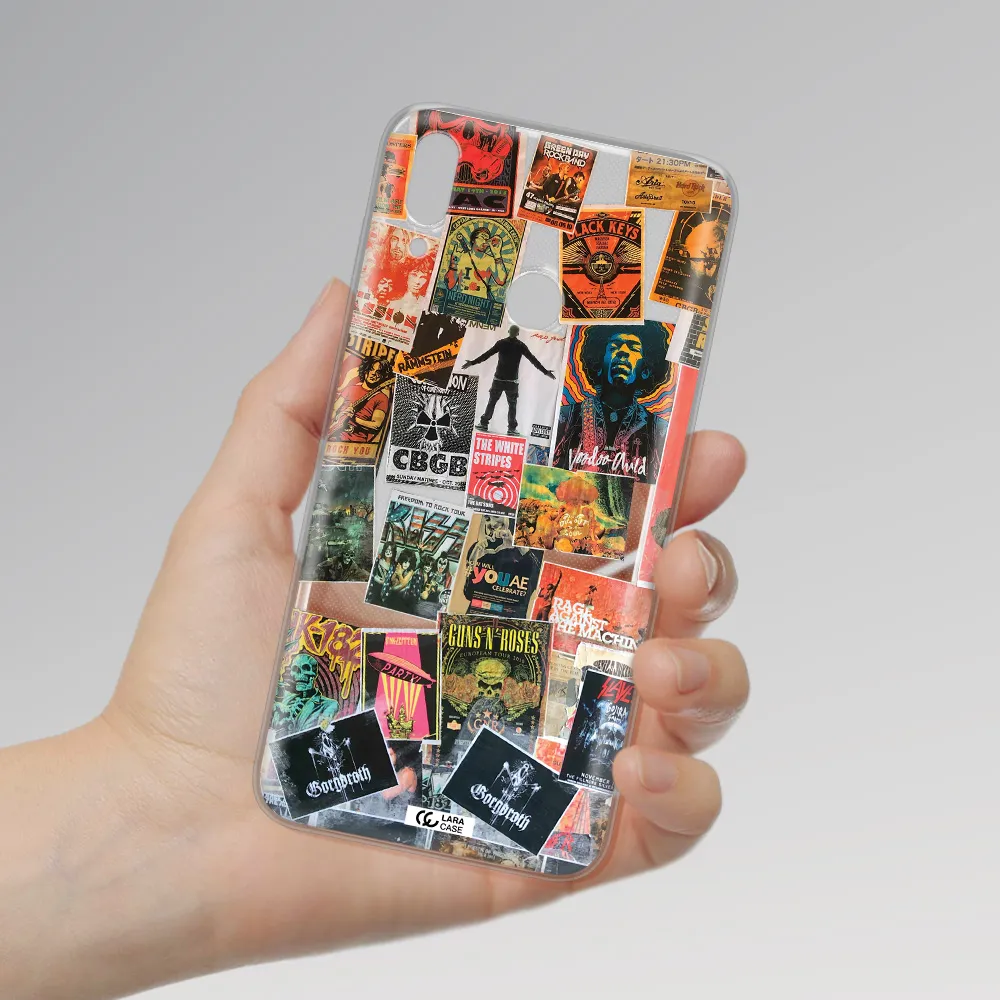 a collection of posters on a wall Huawei Y9 2019 Clear TPU Case