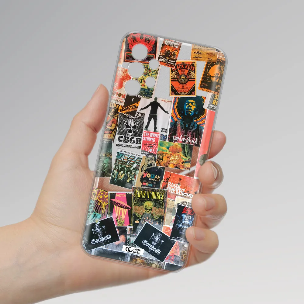 a collection of posters on a wall Samsung A13 4g Clear TPU Case