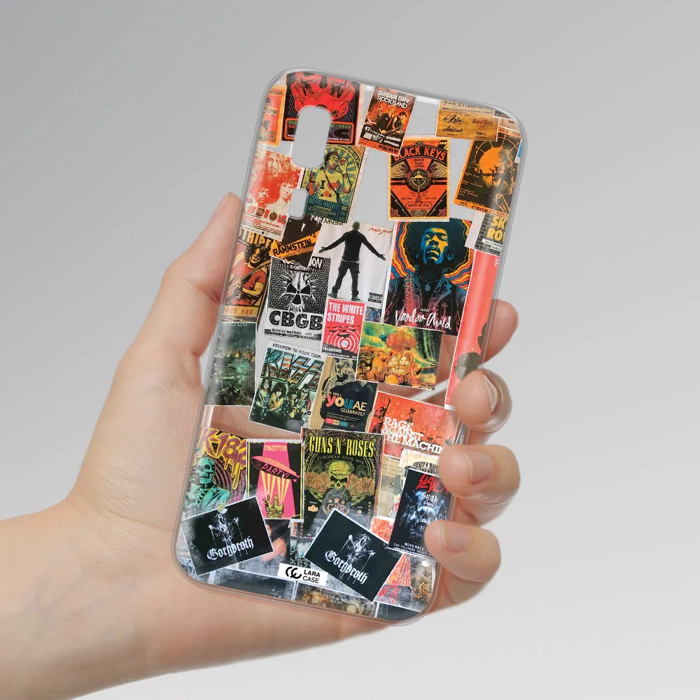 a collection of posters on a wall Samsung A2 Core Clear TPU Case