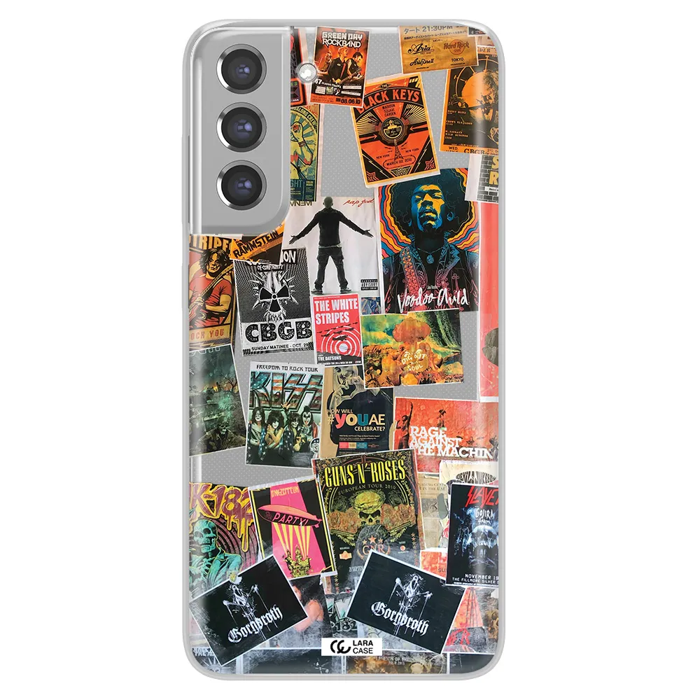 a collection of posters on a wall Samsung A21 Fe Clear TPU Case