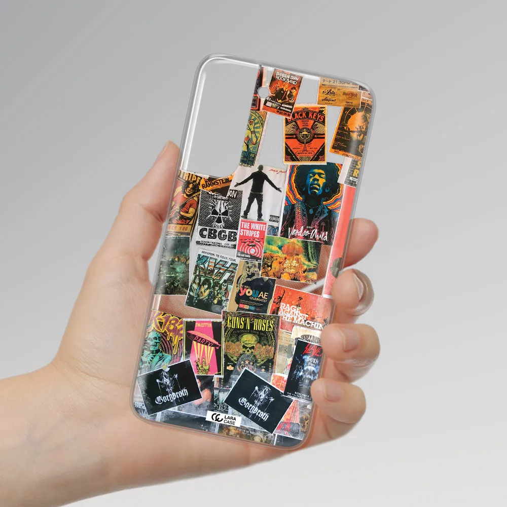 a collection of posters on a wall Samsung A21 Fe Clear TPU Case