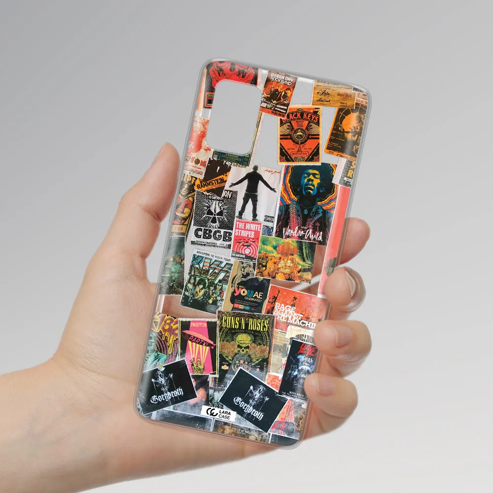 a collection of posters on a wall Samsung A51 Clear TPU Case