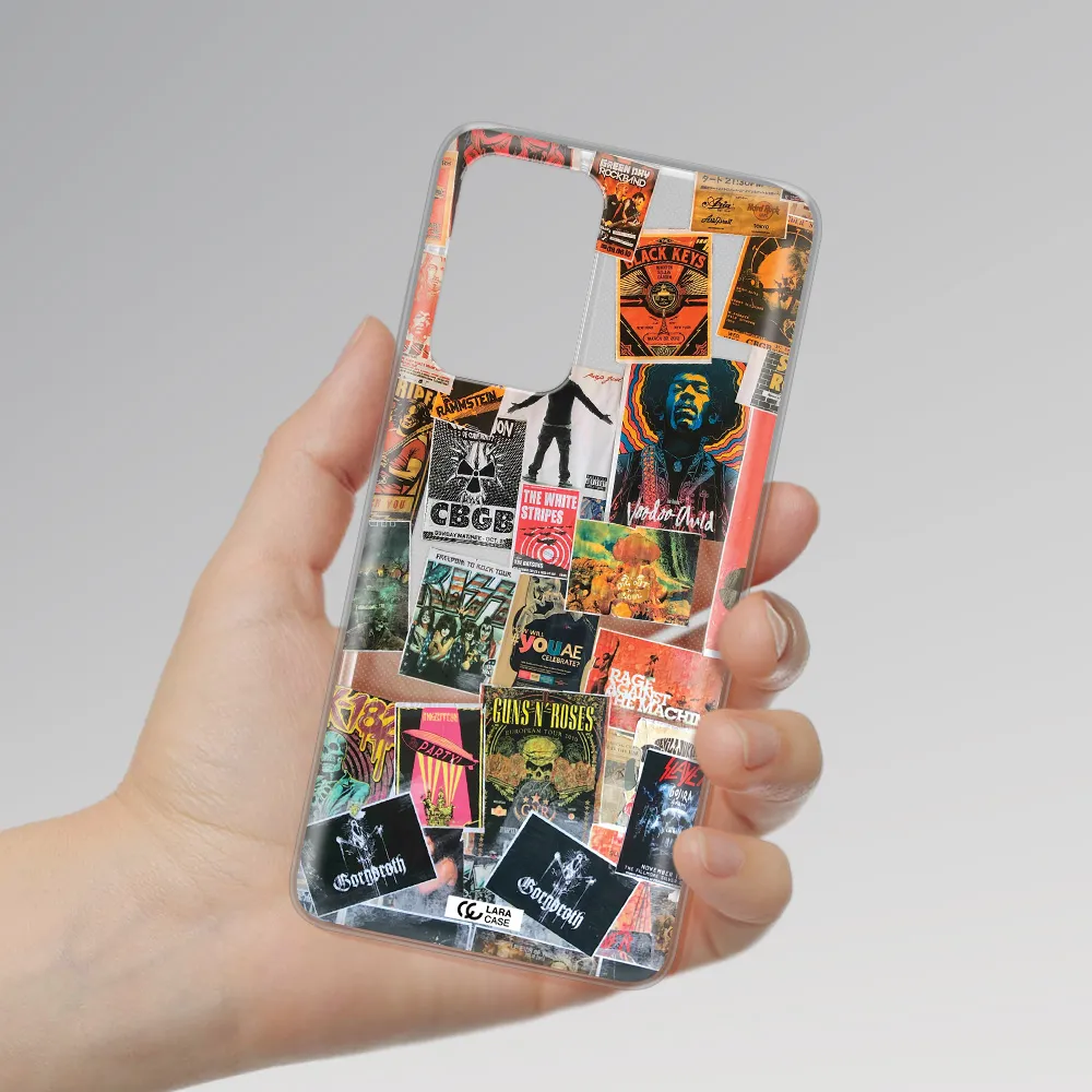 a collection of posters on a wall Samsung A52 Clear TPU Case