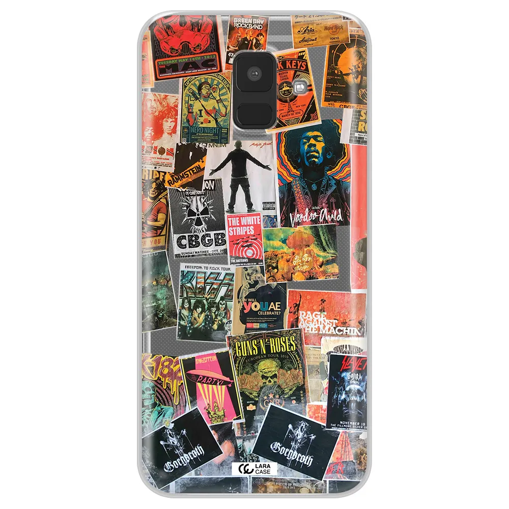 a collection of posters on a wall Samsung A6 Clear TPU Case