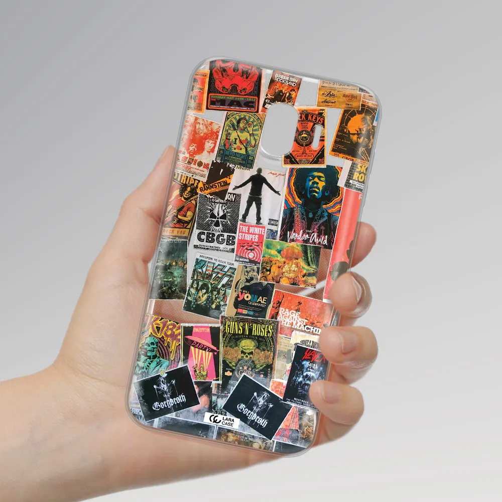 a collection of posters on a wall Samsung J4 Clear TPU Case