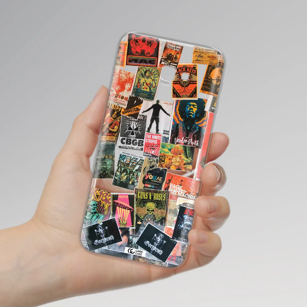 a collection of posters on a wall Samsung J4 Plus Clear TPU Case