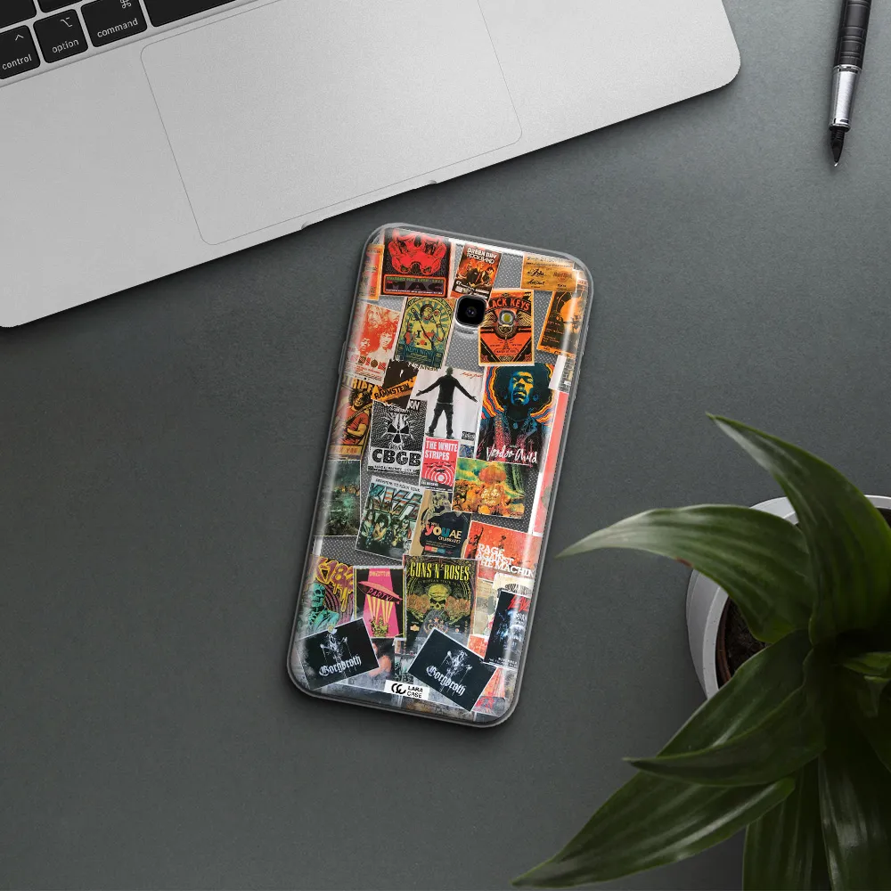 a collection of posters on a wall Samsung J4 Plus Clear TPU Case