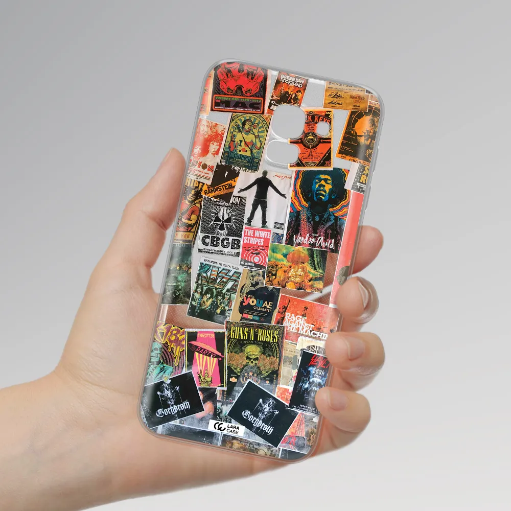 a collection of posters on a wall Samsung J6 Clear TPU Case