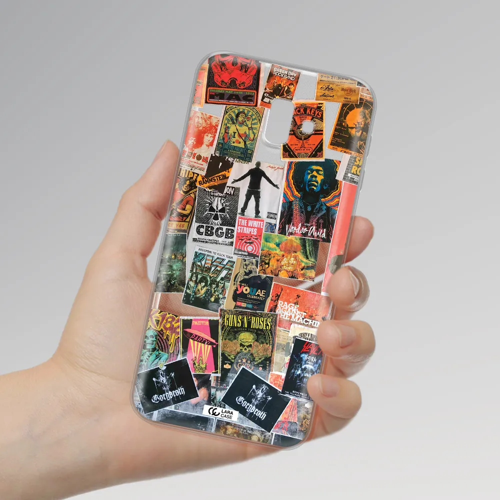 a collection of posters on a wall Samsung J6 Plus Clear TPU Case