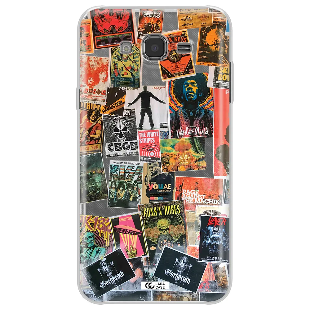 a collection of posters on a wall Samsung J7 2015 Clear TPU Case