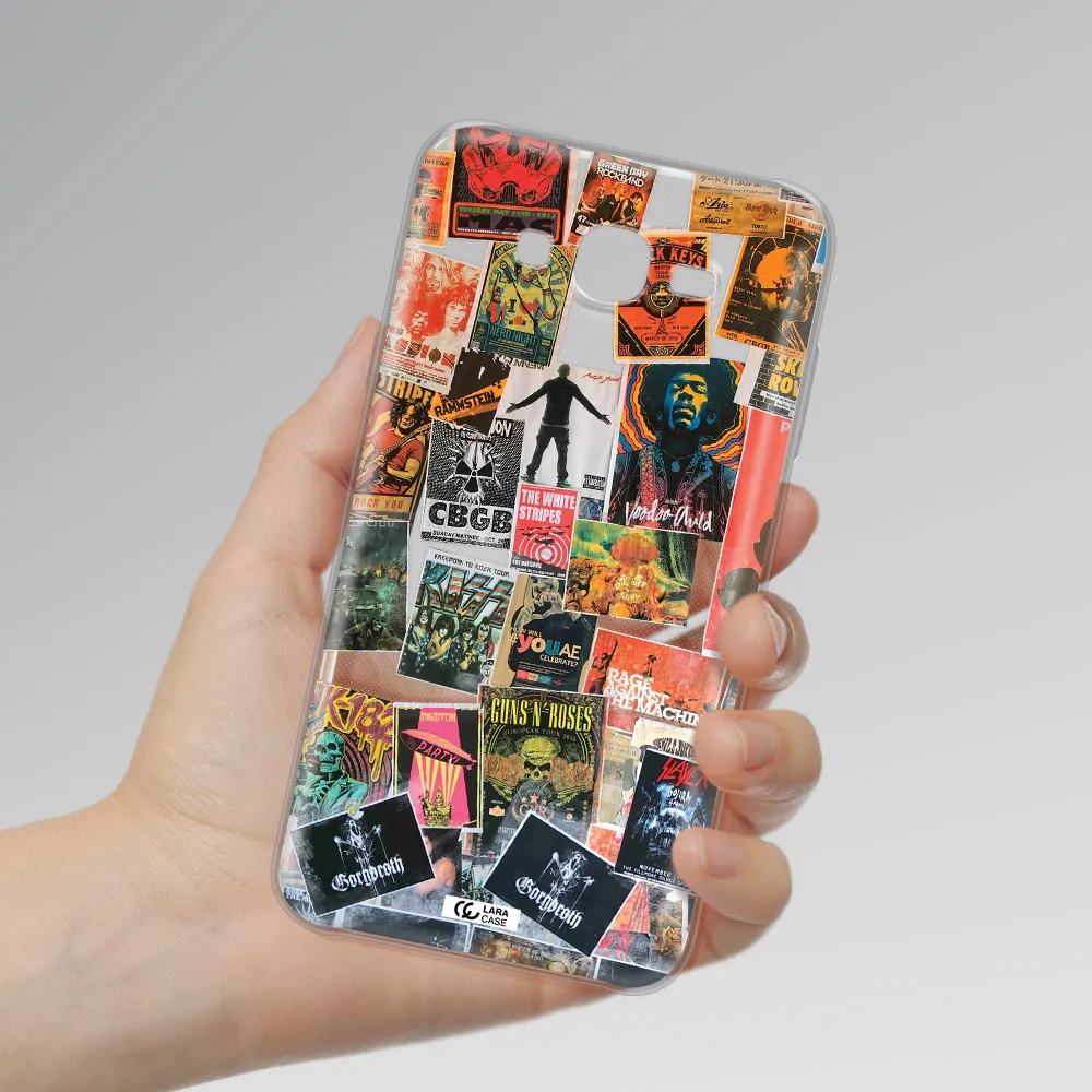 a collection of posters on a wall Samsung J7 Core Clear TPU Case