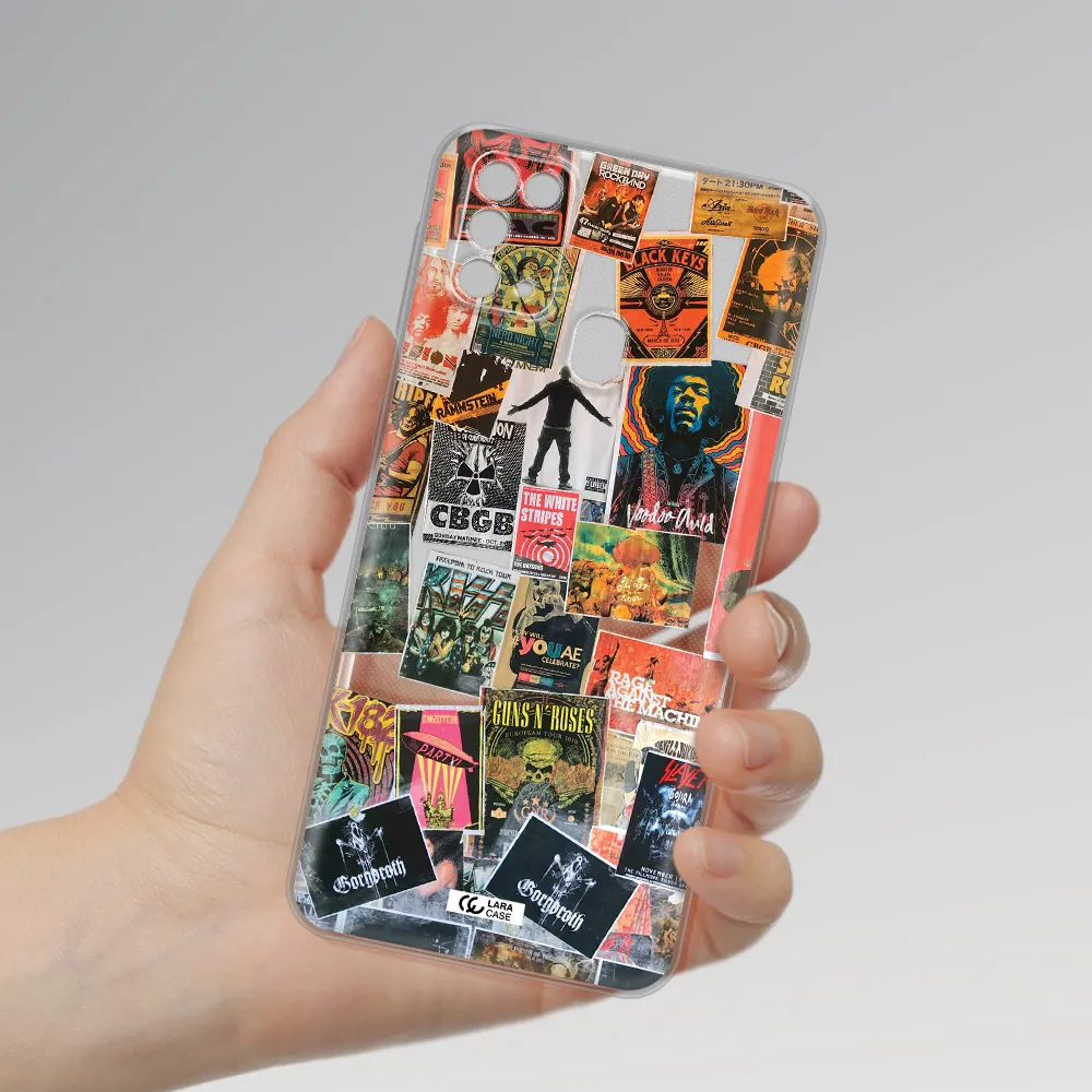 a collection of posters on a wall Samsung M31 Clear TPU Case