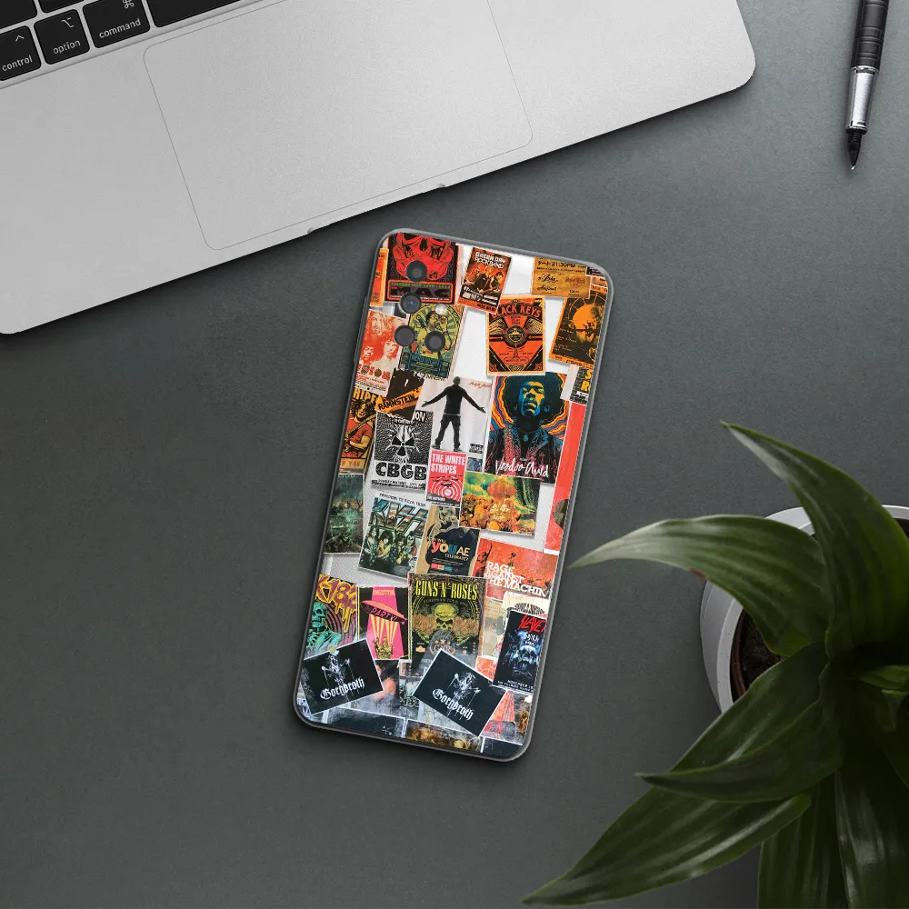 a collection of posters on a wall Samsung M31S Clear TPU Case