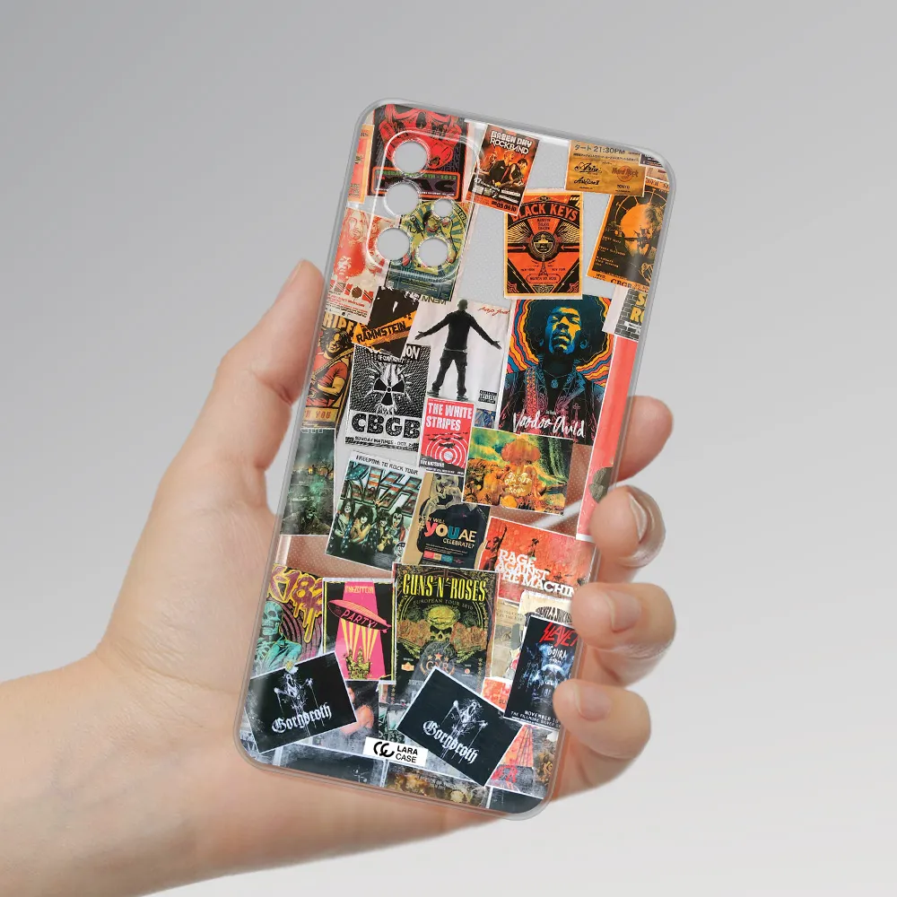 a collection of posters on a wall Samsung M51 Clear TPU Case