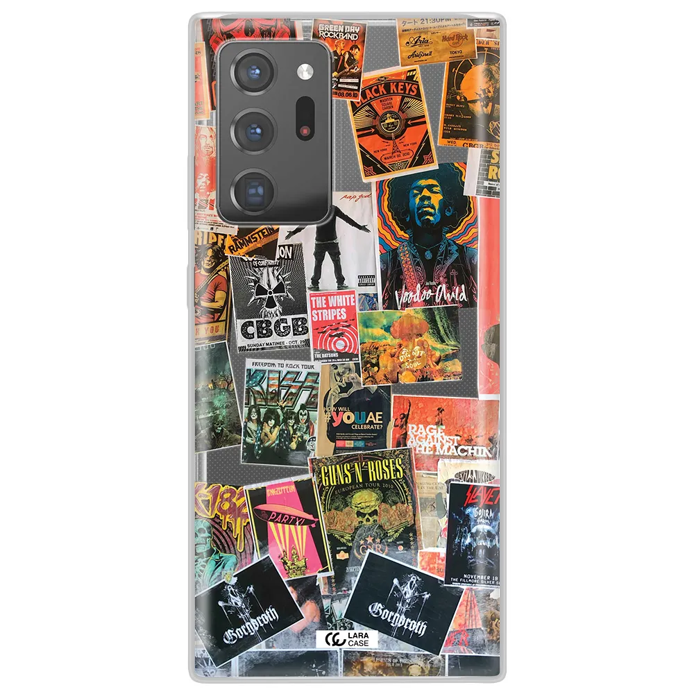 a collection of posters on a wall Samsung Note 20 Ultra Clear TPU Case