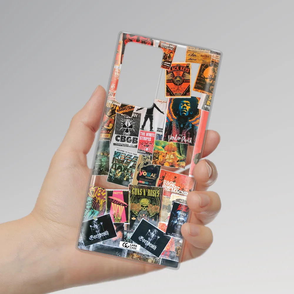 a collection of posters on a wall Samsung Note 20 Ultra Clear TPU Case