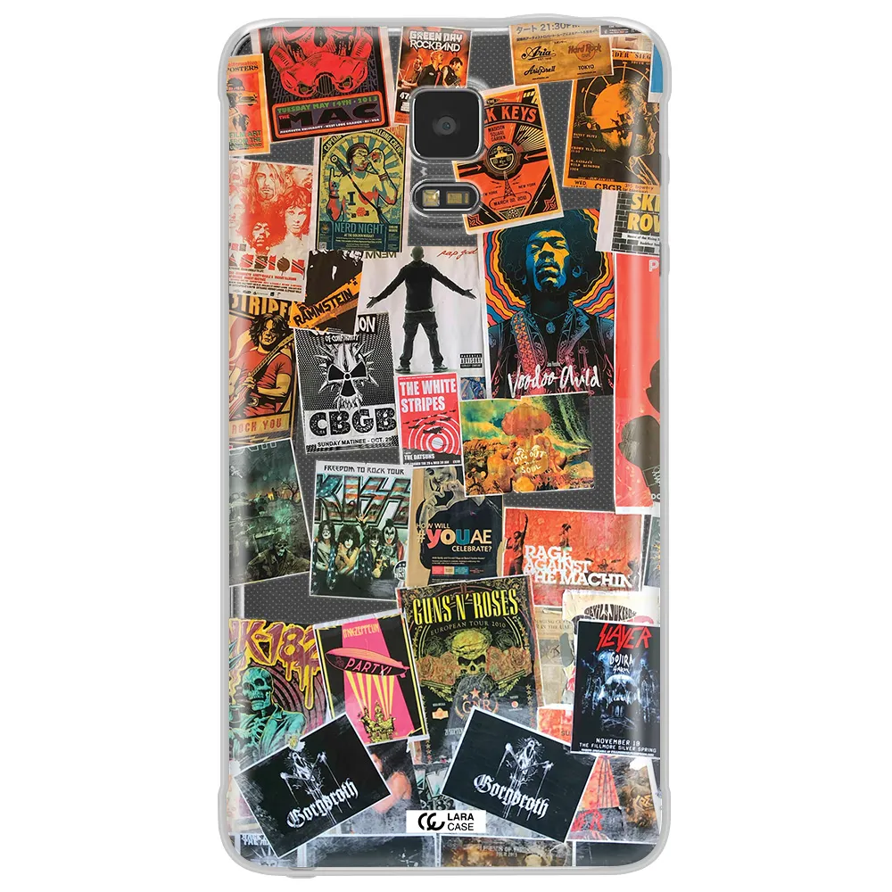 a collection of posters on a wall Samsung Note 4 Clear TPU Case